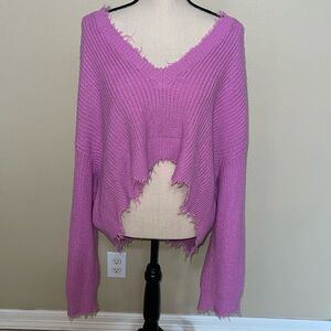Tobi distressed oversized crop sweater size large